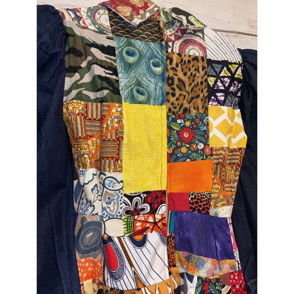 Artsy K. Small Collection Original Top/Blouse Patchwork Boho Zip Back Unique SEE - Picture 5 of 16